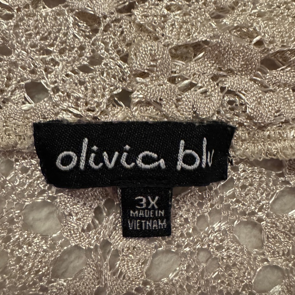 Olivia Blu Open Crochet Knit Cardigan Sweater - Cream - Picture 5 of 9